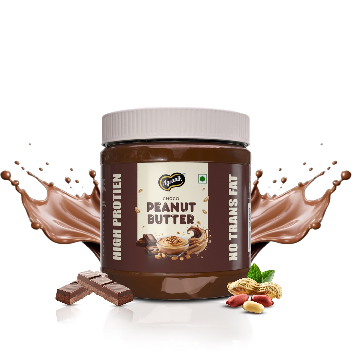Agranik High Protein Dark Chocolate Peanut Butter (No Palm Oil, No Artificial Flavours) (340 g)