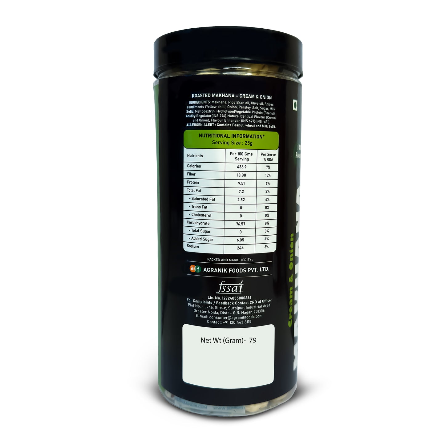 Agranik Healthy Snack Roasted Makhana Combo Peri Peri + Cream & Onion + Himalayan Salt Flavour | Goodness of Olive Oil, Low Calorie High Protein Snack for Anytime Snacking - Pack of 3 (79G x 3)