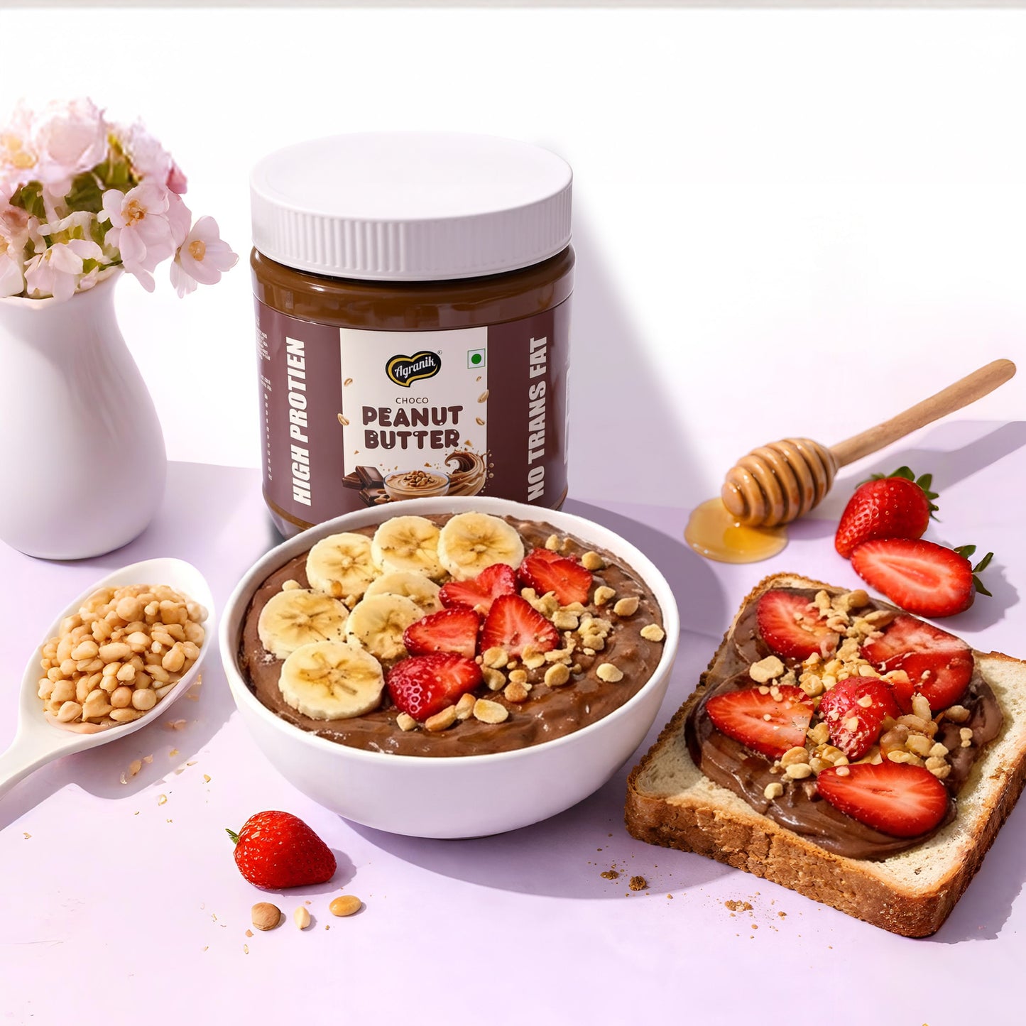 Agranik High Protein Choco Crunchy  and Creamy Peanut Butter Original Flavour Delicious Spread for Daily Use | Dual Pack Combo-340x2