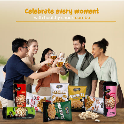 Agranik Healthy Snack Combo Roasted Makhana + Roasted Cashew + Roasted Peanuts Multiflavour Combo Pack of 9 (79Gx3 Makhana, 50Gx3 Cashews, 75G x 3 Peanuts)