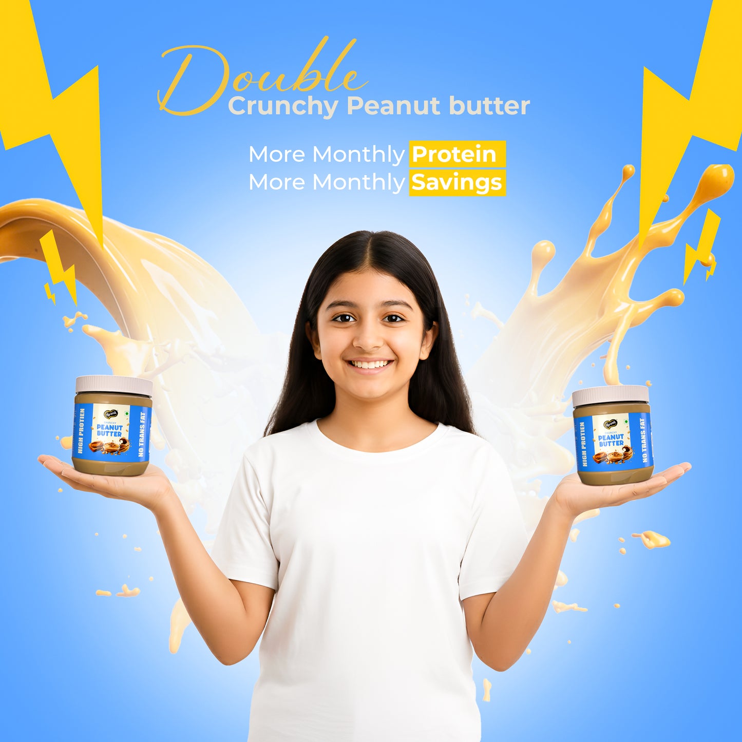 Agranik High Protein Crunchy Peanut Butter Original Flavour Delicious Spread for Daily Use | Dual Pack Combo - Buy 1 Get 1 Free