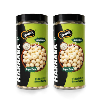 Agranik Healthy snack Roasted Makhana Combo Cream&onion |Goodness of Olive Oil, Low Calorie High Protein Snack For Anytime Snacking - Pack of 2 (79g+79g)