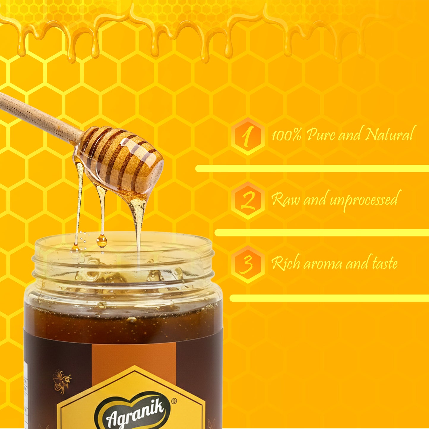 Agranik Pure Himalayan Honey | Multiflora Natural Honey Sourced from the Himalayas- 400g