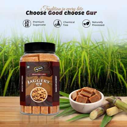 Agranik Jaggery Cubes Healthy Sweet Bites 100% Pure Natural and Chemical Free Ideal for Desserts Recipes and Casual Bites