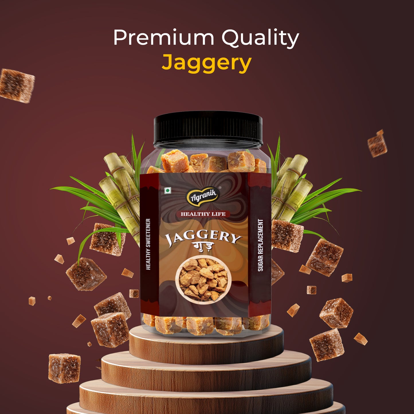 Agranik Jaggery Cubes Healthy Sweet Bites 100% Pure Natural and Chemical Free Ideal for Desserts Recipes and Casual Bites