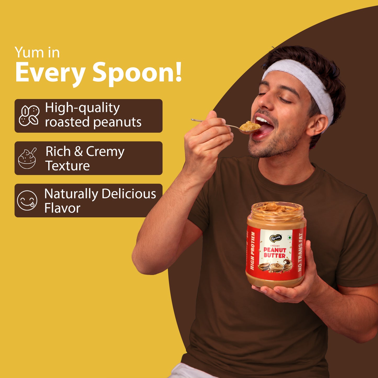 Agranik High Protein Creamy Peanut Butter Original Flavour Delicious Spread for Daily Use | Dual Pack Combo - Buy 1 Get 1 Free