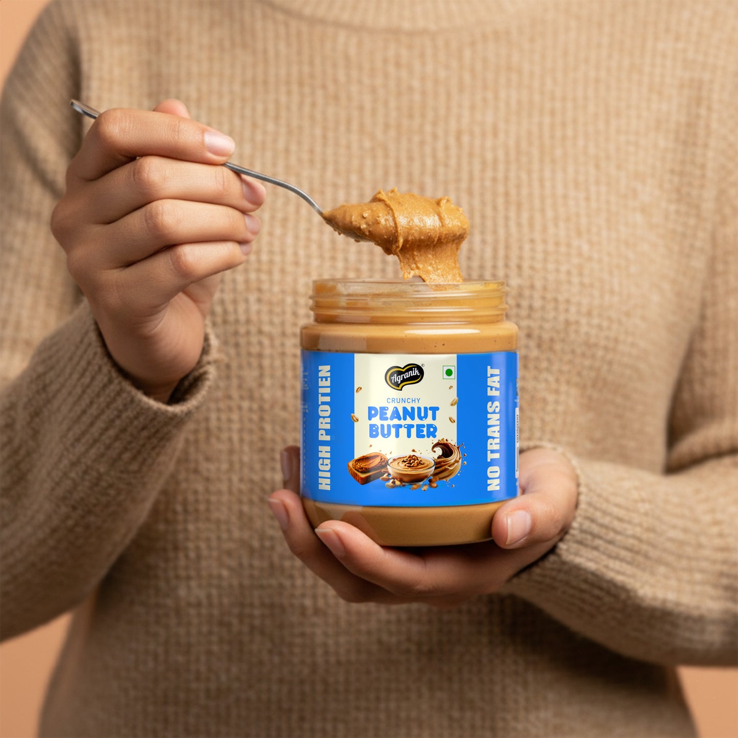 Agranik High Protein Choco Crunchy  and Crunchy Peanut Butter Original Flavour Delicious Spread for Daily Use | Dual Pack Combo-340x2