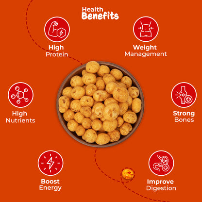 Agranik Healthy snack Roasted Makhana Combo Peri Peri|Goodness of Olive Oil, Low Calorie High Protein Snack For Anytime Snacking - Pack of 2 (79g+79g)