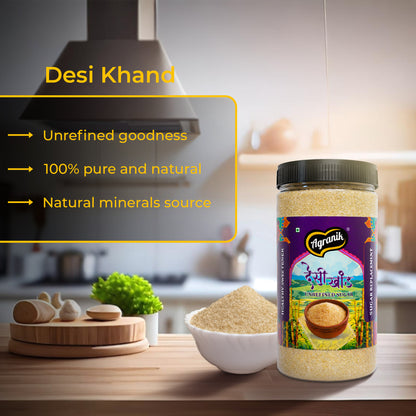 Agranik Pure Desi Khand with Minerals | Raw Natural and Unrefined Sugar