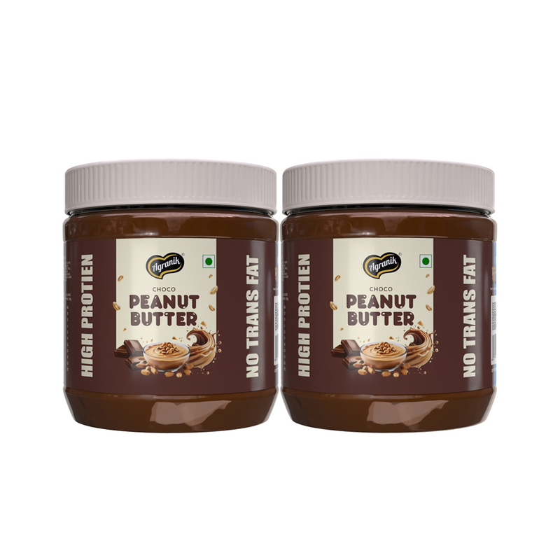 Agranik High Protein Choco Crunchy Peanut Butter Delicious Spread for Daily Use | Dual Pack Combo - Buy 1 Get 1 Free