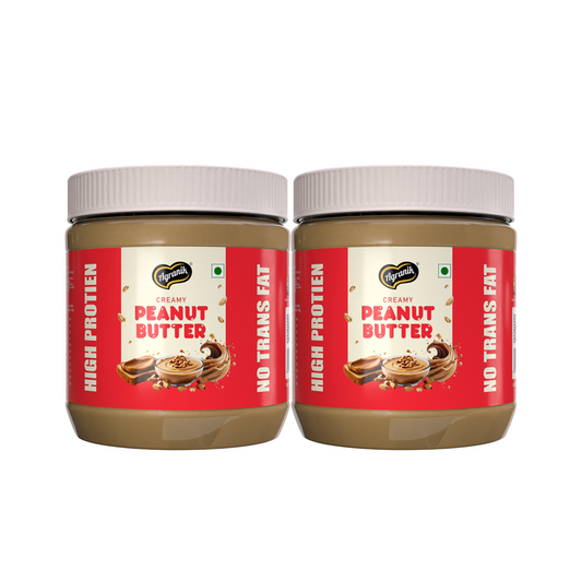 Agranik High Protein Creamy Peanut Butter Original Flavour Delicious Spread for Daily Use | Dual Pack Combo - Buy 1 Get 1 Free