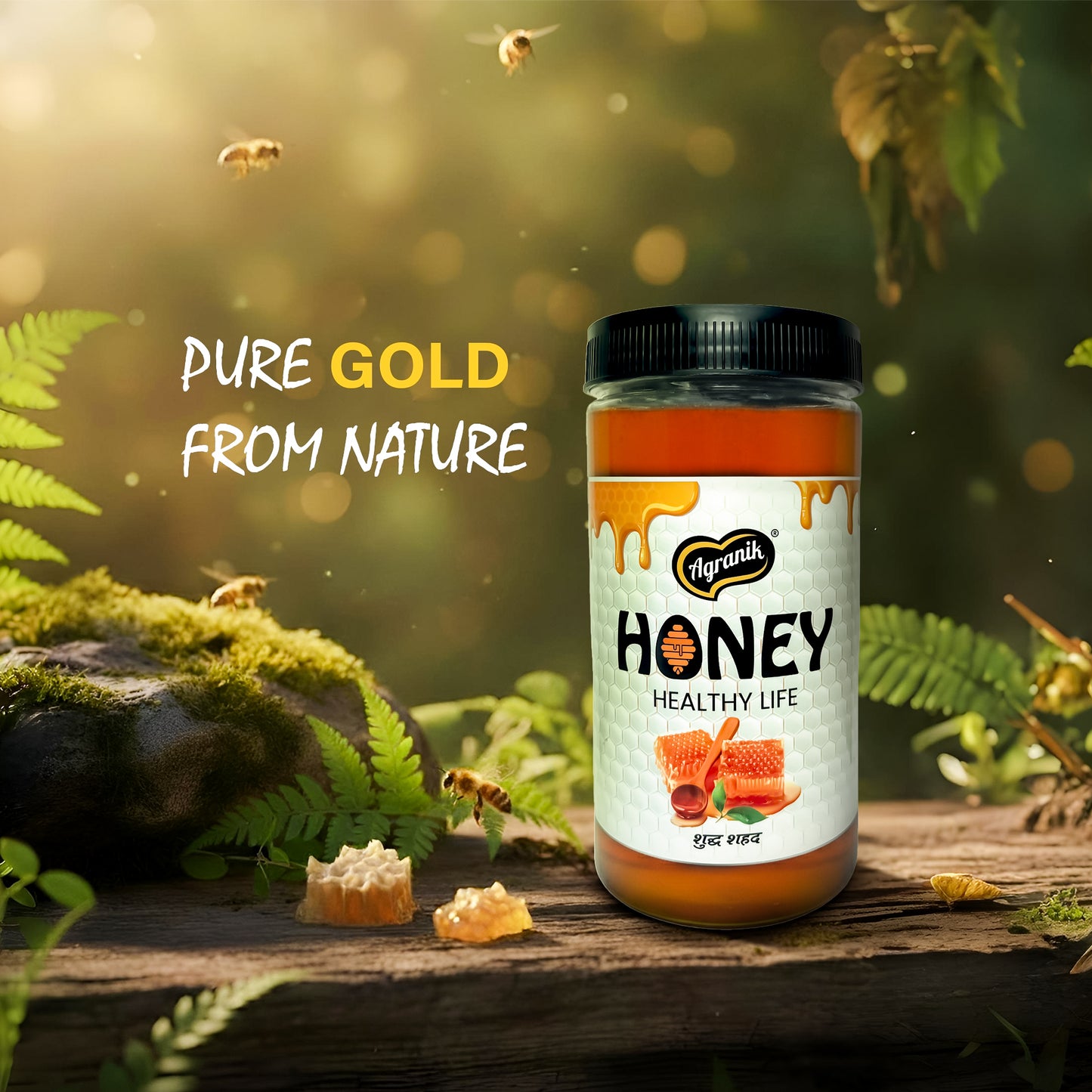Agranik Pure Himalayan Honey | Multiflora Natural Honey Sourced from the Himalayas