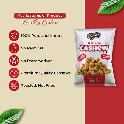 Agranik Italiano Flavored Roasted Cashew High Protein Super Tasty Rich Crunch Healthy Snack-39g