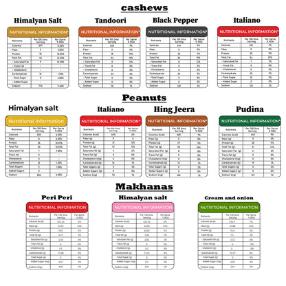 Agranik Healthy Snack Combo Roasted Makhana + Roasted Cashew + Roasted Peanuts Multiflavour Combo Pack of 9 (79Gx3 Makhana, 50Gx3 Cashews, 75G x 3 Peanuts)