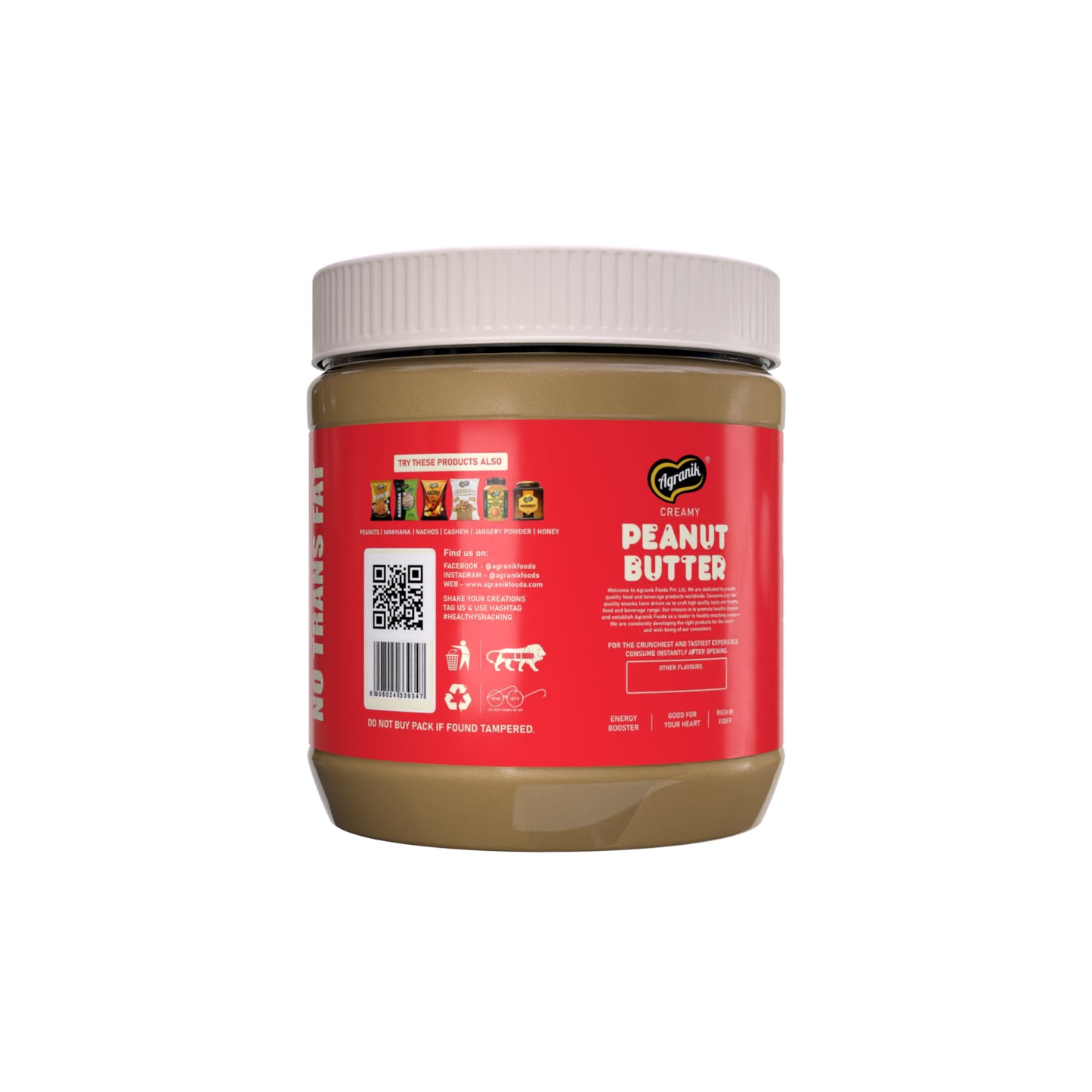 Agranik High Protein Creamy Peanut Butter Original Flavour Delicious Spread for Daily Use | Dual Pack Combo - Buy 1 Get 1 Free