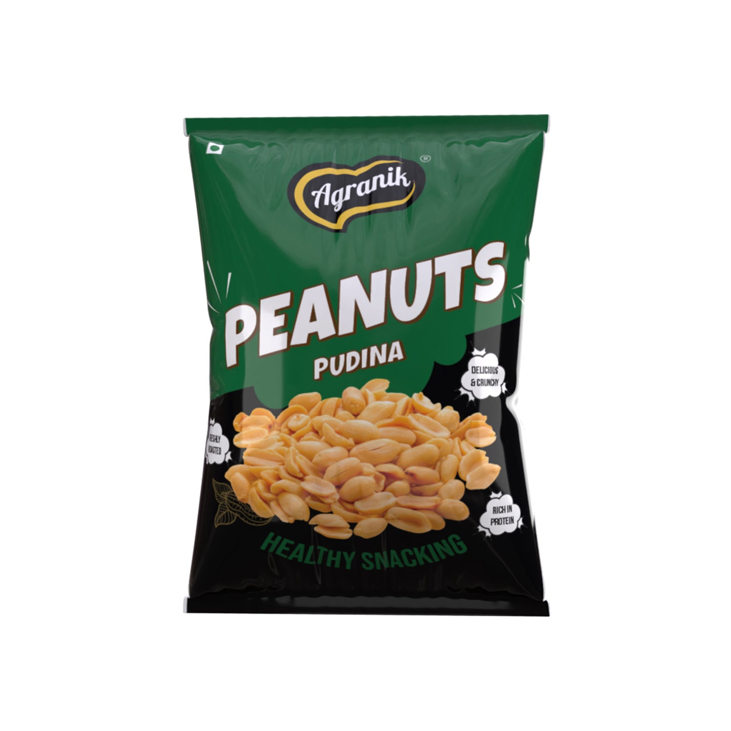 Agranik Healthy Snack Roasted Peanuts Pudina Flavour | Goodness of Olive Oil,  No Palm Oil, No Preservatives, High Protein Healthy Snack for Daily Use (200G)