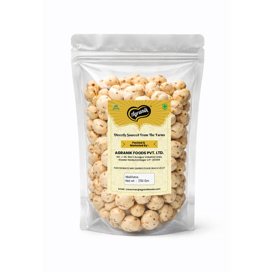 Agranik Premium Raw Makhana (Fox Nuts) – Natural & Unroasted Lotus Seeds-250g