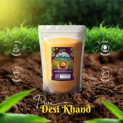 Agranik Pure Desi Khand with Minerals | Raw Natural and Unrefined Sugar-2kg