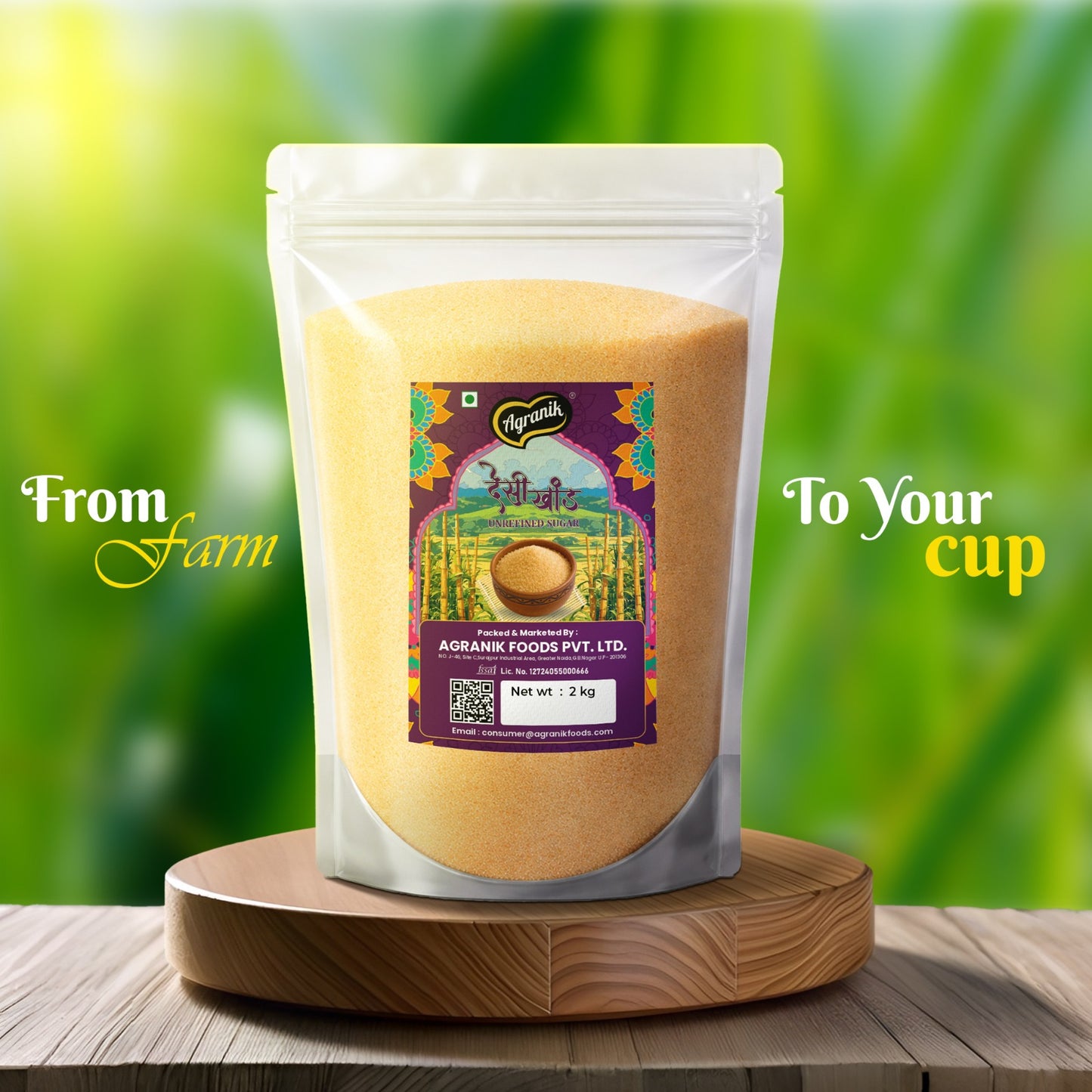 Agranik Pure Desi Khand with Minerals | Raw Natural and Unrefined Sugar-2kg