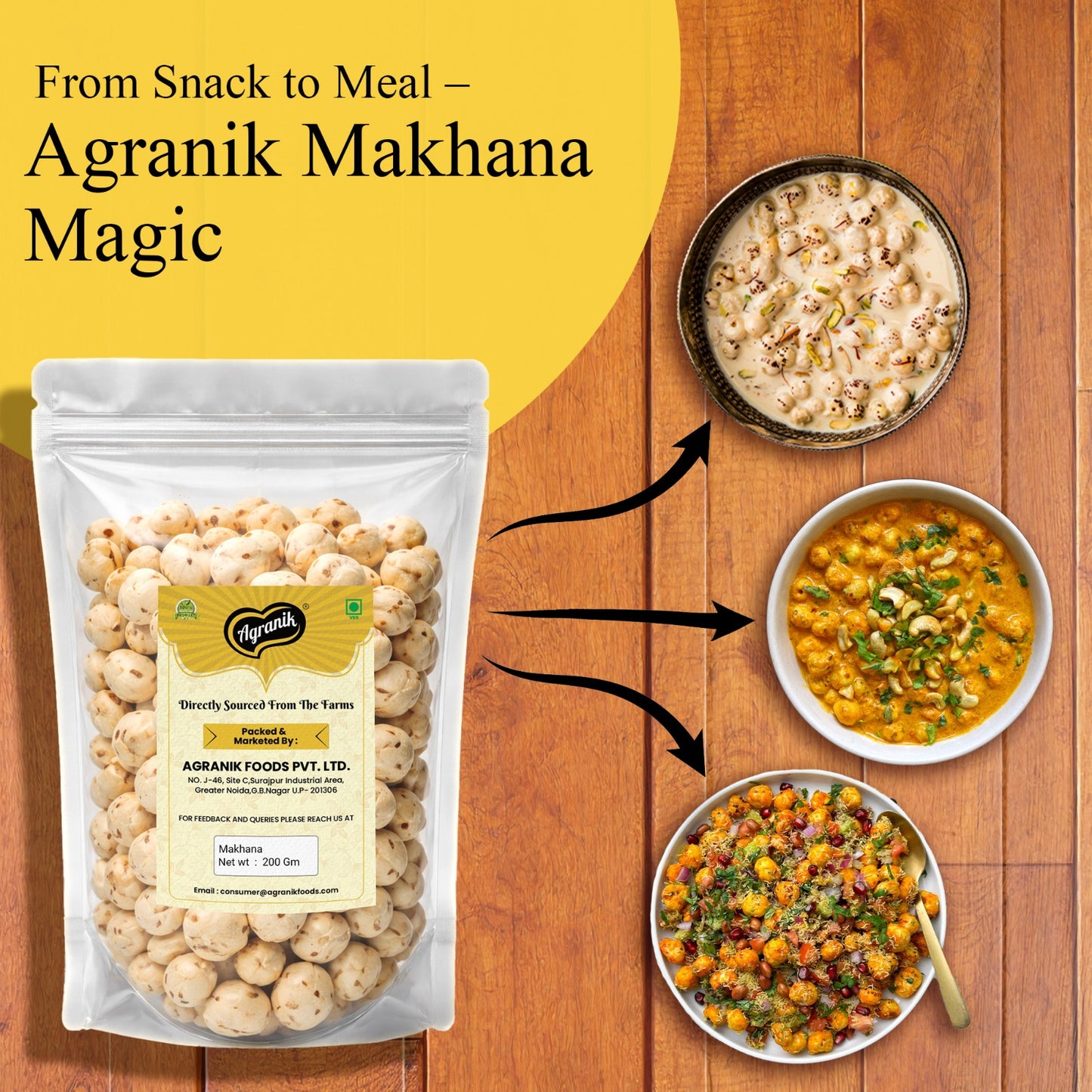 Agranik Premium Raw Makhana (Fox Nuts) – Natural & Unroasted Lotus Seeds-250g