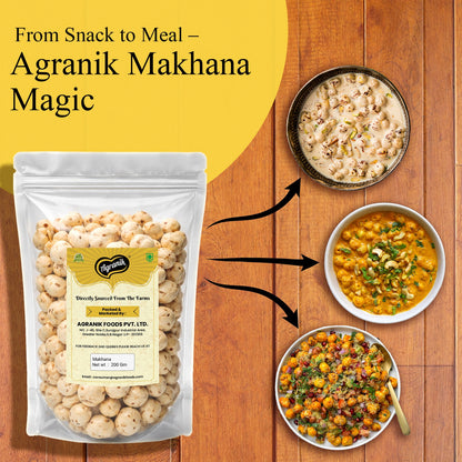 Agranik Premium Raw Makhana (Fox Nuts) – Natural & Unroasted Lotus Seeds-250g