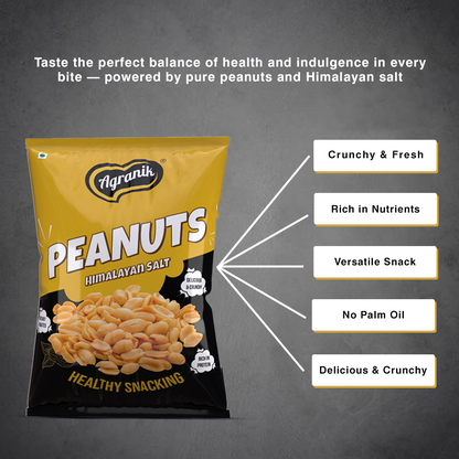 Agranik Healthy Snack Roasted Peanuts Himalayan Salt Flavour | Goodness of Olive Oil,  No Palm Oil, No Preservatives, High Protein Healthy Snack for Daily Use (200G)