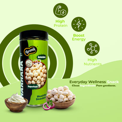 Agranik Cream & Onion Roasted Makhana | Low Calorie, Crunchy & Wholesome Healthy Snack-79g