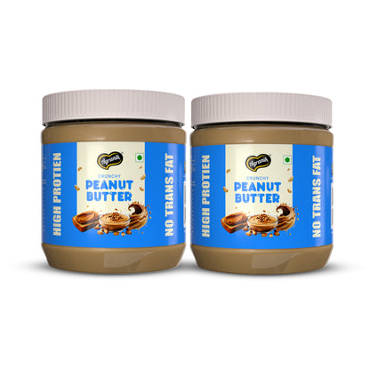 Agranik High Protein Crunchy Peanut Butter Original Flavour Delicious Spread for Daily Use | Dual Pack Combo - Buy 1 Get 1 Free
