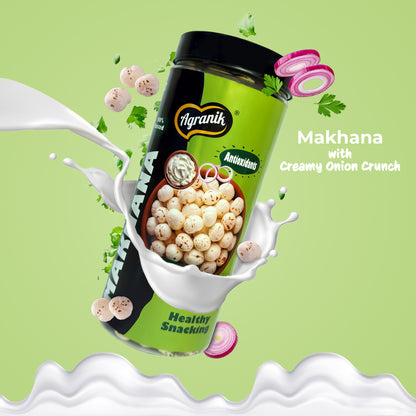 Agranik Cream & Onion Roasted Makhana | Low Calorie, Crunchy & Wholesome Healthy Snack-79g