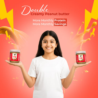 Agranik High Protein Creamy Peanut Butter Original Flavour Delicious Spread for Daily Use | Dual Pack Combo - Buy 1 Get 1 Free