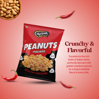 Agranik Healthy Snack Roasted Peanuts Italiano Flavour | Goodness of Olive Oil,  No Palm Oil, No Preservatives, High Protein Healthy Snack for Daily Use (200G)