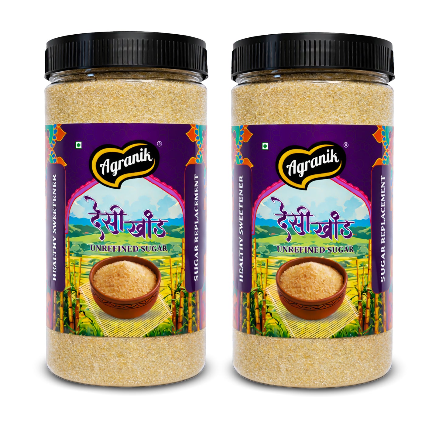 Agranik Pure Desi Khand Unrefined Sugar combo | 100% Chemical Free and Naturally Processed Healthy Sweetener Best Alternative for Refined Sugar  (700Gx2)