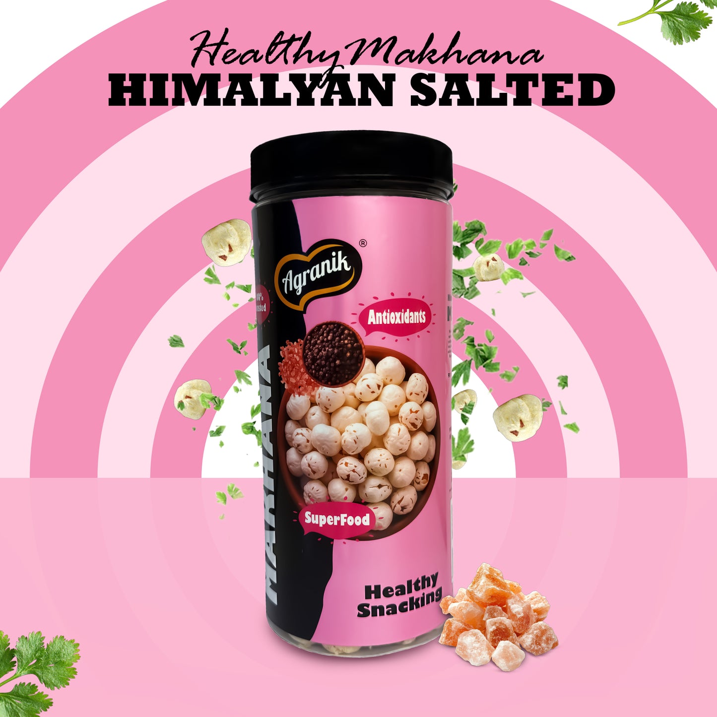 Agranik Himalayan Salt Flavored Roasted Makhana High Protein Low Calorie Healthy Snack-79g