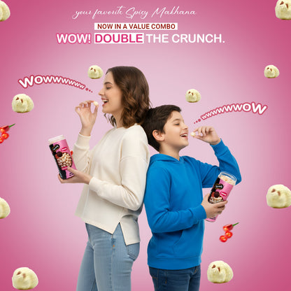 Agranik Healthy snack Roasted Makhana Combo Himalayan salt|Goodness of Olive Oil, Low Calorie High Protein Snack For Anytime Snacking - Pack of 2 (79g+79g)