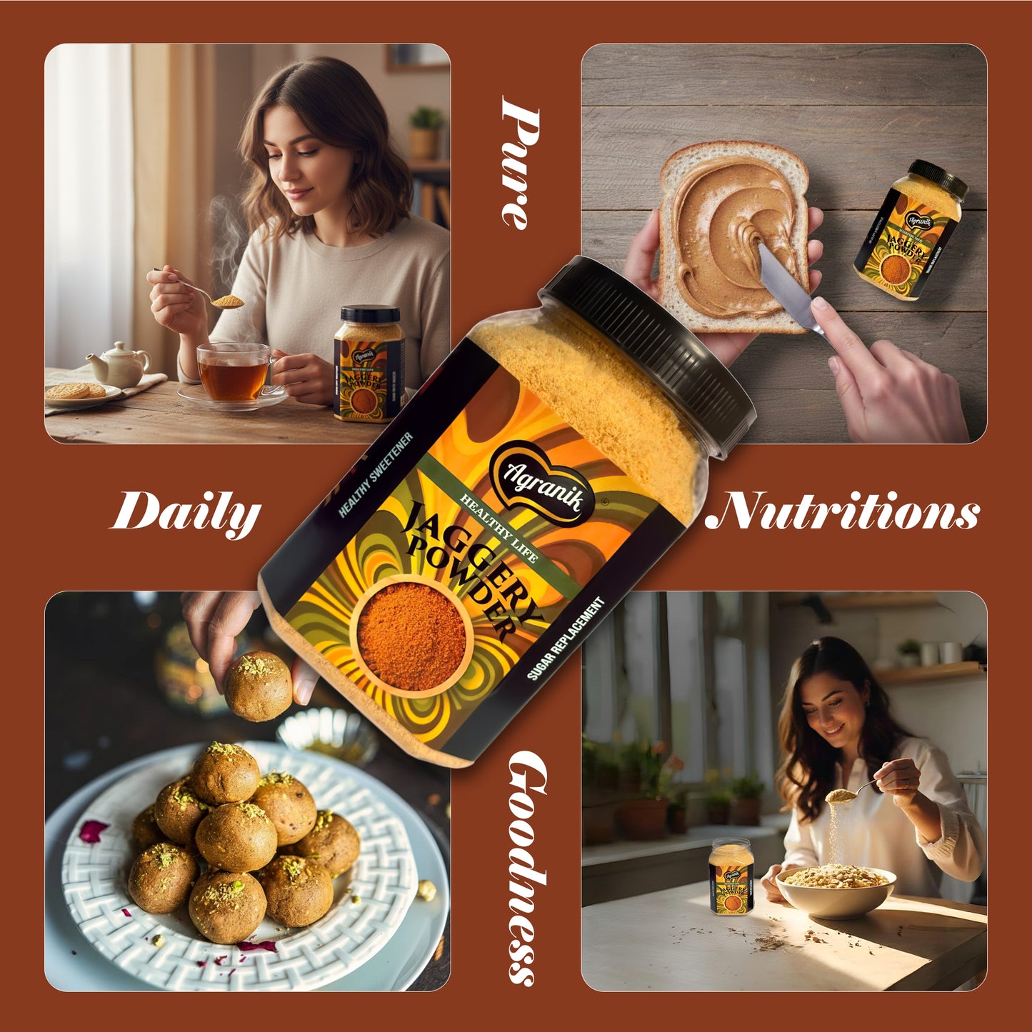 Agranik Pure Jaggery Powder (Gur Powder) | 100% Natural and Chemical Free Made from Sugarcane