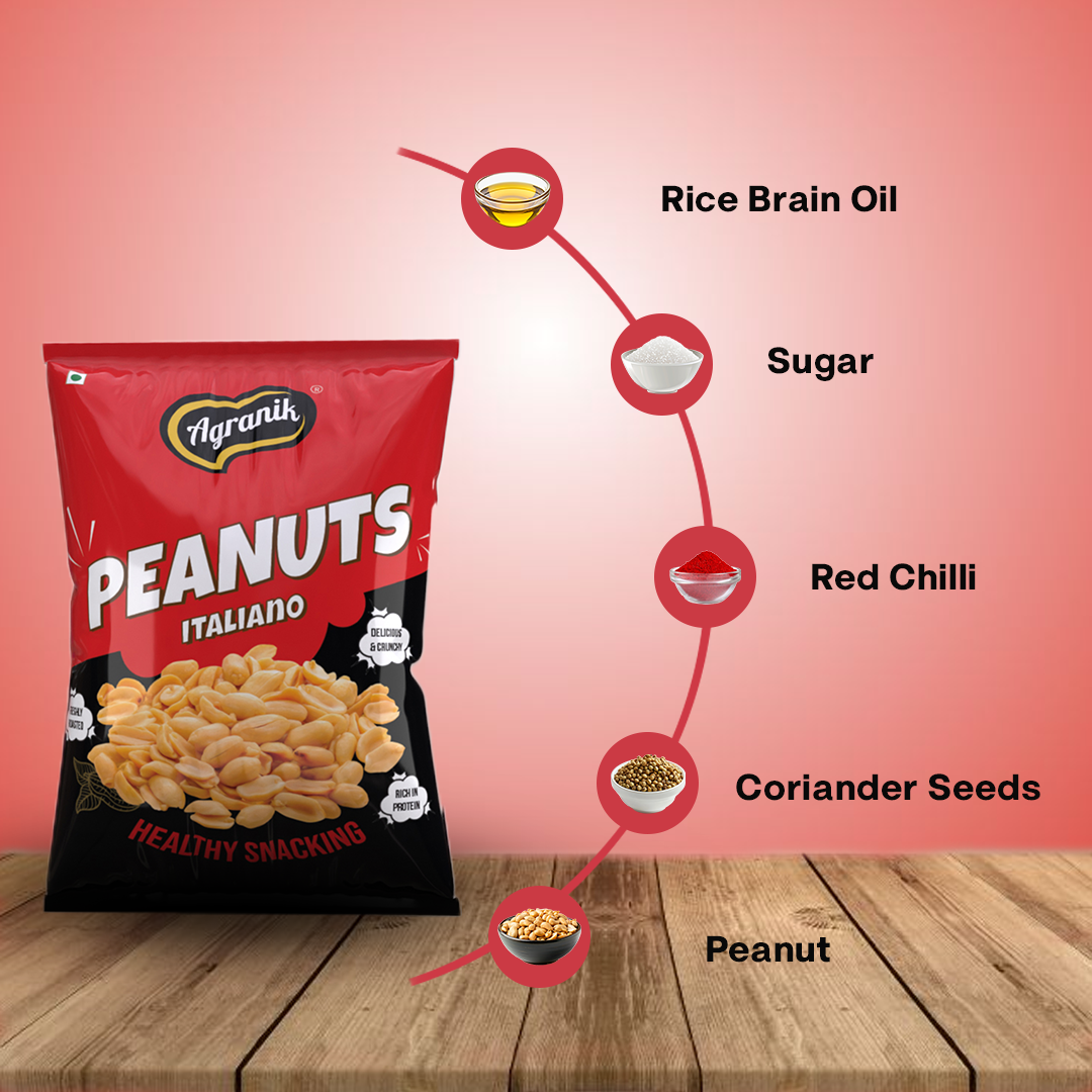Agranik Healthy Snack Roasted Peanuts Italiano Flavour | Goodness of Olive Oil,  No Palm Oil, No Preservatives, High Protein Healthy Snack for Daily Use (200G)