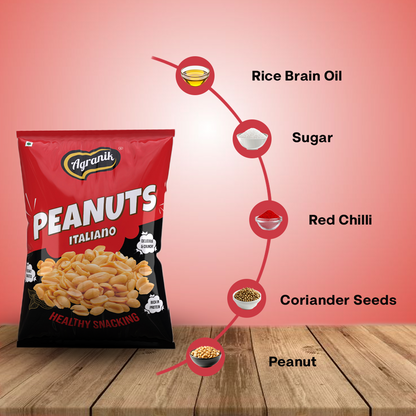 Agranik Healthy Snack Roasted Peanuts Italiano Flavour | Goodness of Olive Oil,  No Palm Oil, No Preservatives, High Protein Healthy Snack for Daily Use (200G)
