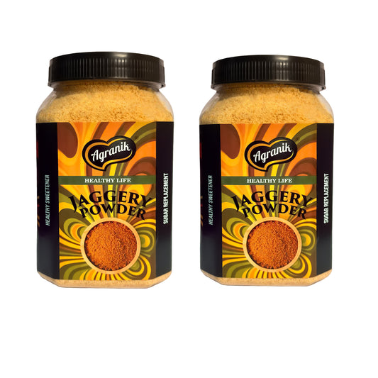 Agranik Pure Jaggery Powder Combo Dual Pack | 100% Chemical Free and Naturally Processed Healthy Sweetener Best Alternative for Refined Sugar  (700G + 700G)
