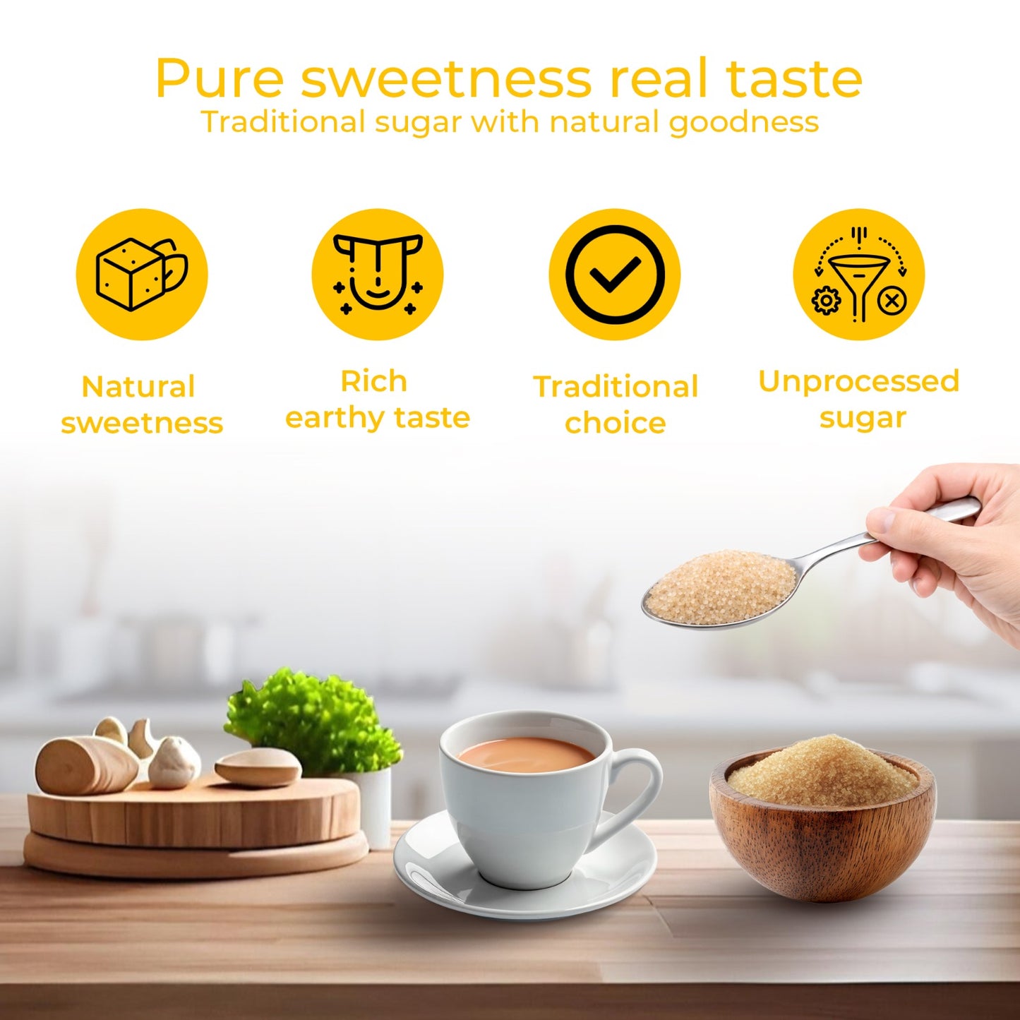 Agranik Pure Desi Khand Unrefined Sugar combo | 100% Chemical Free and Naturally Processed Healthy Sweetener Best Alternative for Refined Sugar  (700Gx2)