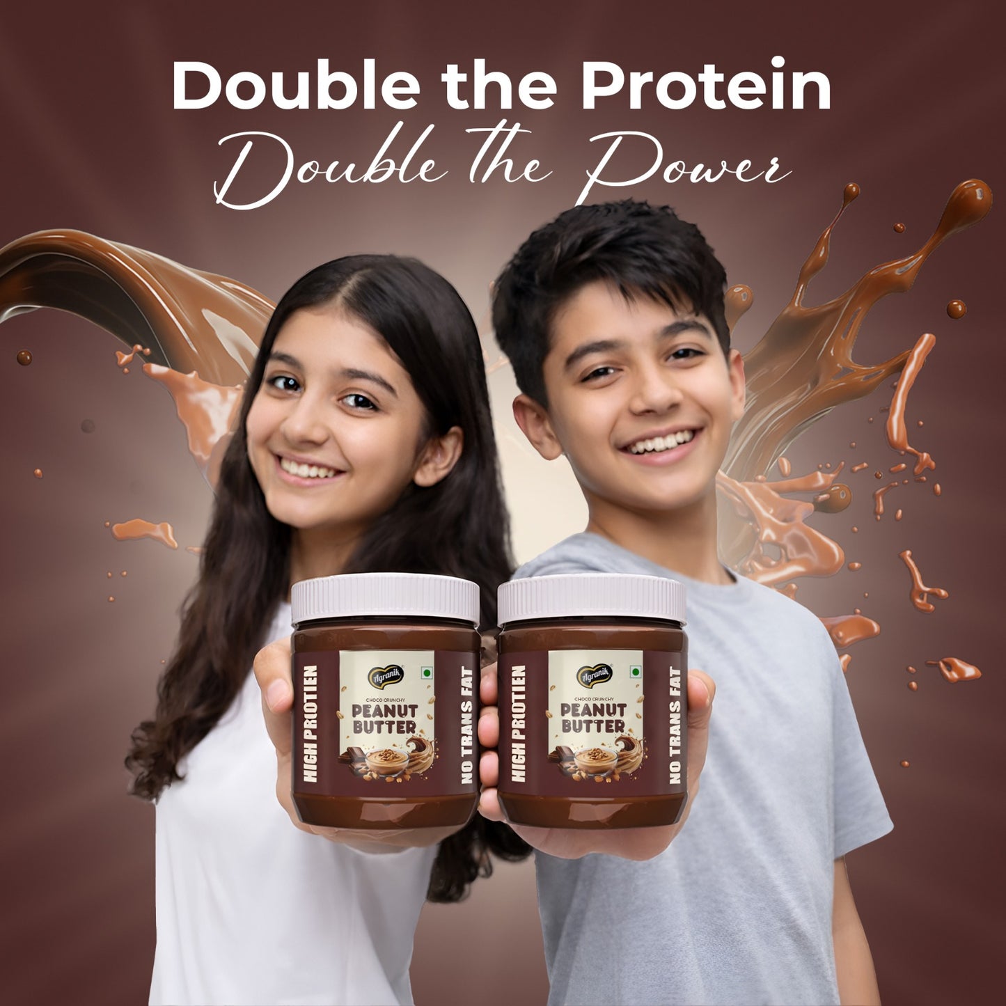 Agranik High Protein Choco Crunchy Peanut Butter Delicious Spread for Daily Use | Dual Pack Combo - Buy 1 Get 1 Free