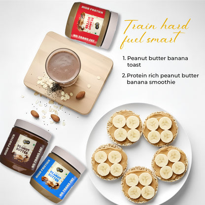 Agranik High Protein Peanut Butter Combo Crunchy + Creamy + Choco Crunchy Flavour| No Palm Oil, No Preservatives | Healthy Spread for Daily Use with Natural Goodness - Pack of 3 (340G x 3)