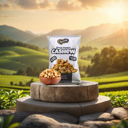 Agranik Black Pepper Flavored Roasted Cashew High Protein Super Tasty Rich Crunch Healthy Snack-39g