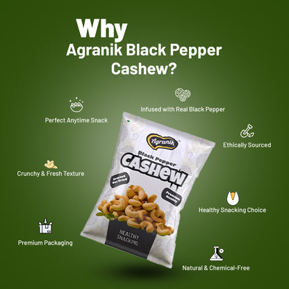 Agranik Black Pepper Flavored Roasted Cashew High Protein Super Tasty Rich Crunch Healthy Snack-39g