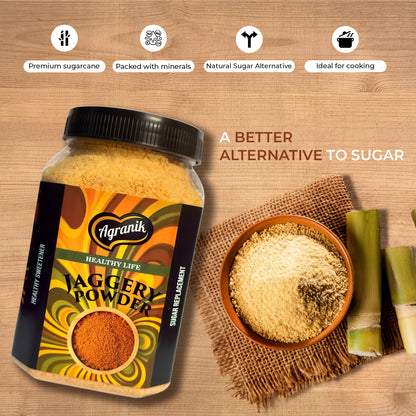Agranik Pure Jaggery Powder (Gur Powder) | 100% Natural and Chemical Free Made from Sugarcane