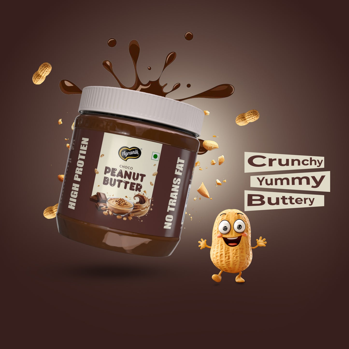 Agranik High Protein Dark Chocolate Peanut Butter (No Palm Oil, No Artificial Flavours)  (340 g)