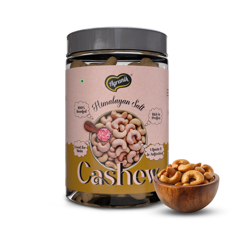 Agranik Roasted Cashews with Himalayan Pink Salt | Premium W320 Grade with High Protein, Tasty & Healthy Snack